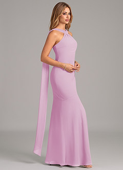 Azazie Kinsley Abiti da Damigella Abito Sirena in Chiffon Plissettato Rosa Confetto image6