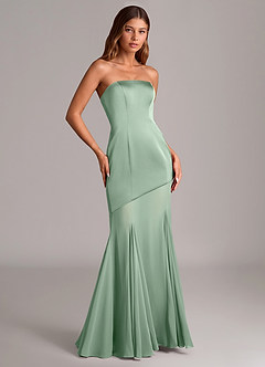 Azazie Uma Brudtärnklänningar Klä av Sjöjungfru i Chiffong Axelbandslös Agave Konvertibel image3