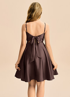 Azazie Miko Junior Abito A-Line in Raso Elasticizzato Plissettato Ganache image2