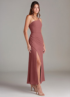 Azazie Eren Robes de demoiselle d'honneur Robe Sirène en Mousseline de soie Une épaule Améthyste image4