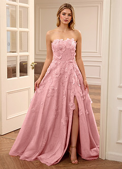 Adelaide Pink Floral A-line Rhinestone Embroidery Sweetheart Neckline Prom Dress image3