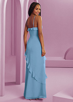 Barbie ♥ Azazie Abiti da Damigella Abito Tubino in Chiffon Blu Acciaio image2