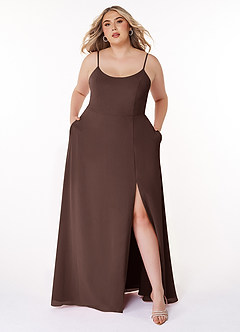 Azazie Moira Bridesmaid Dresses Ganache A-Line Scoop Chiffon Dress image8