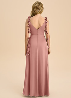 Azazie Gumdrop Junior Rosette Empire Pleated Stretch Satin Dress image7