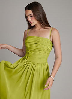 Azazie Andreina Bridesmaid Dresses Lemongrass A-Line Pleated Chiffon Dress image2