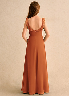 Azazie Chip Girls Formal Flower Girl Dresses Cinnamon A-Line Sleeveless Chiffon Dress image2
