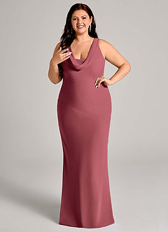 Azazie Rylina Vestidos de damas de honor Vestido de Merlot de Gasa de Corte Sirena con Plisado image10