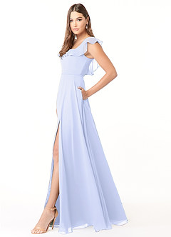 Azazie Jinny Abiti da Damigella Abito A-Line in Chiffon con Scollo Quadrato e Increspature Lavanda image3