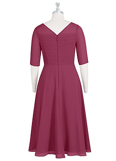 Azazie Naomi Mother of the Bride Dresses Mulberry A-Line Boatneck Pleated Chiffon Dress image12