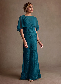 Azazie Amrita Mother of the Bride Dresses Ink Blue Mermaid Lace Chiffon Dress image4