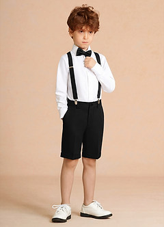 front Oliver Black Boy Shorts Suit 4-Piece Set