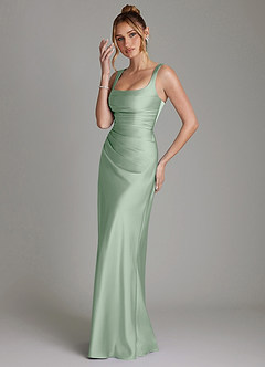 Azazie Agustina Robes de demoiselle d'honneur Robe Sirène en Satin extensible Corset Agave image5