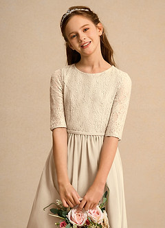 Azazie Pippin Girl Flower Girl Klänningar Klä A-Line i Spets image5