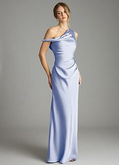 Azazie Emerson Bridesmaid Dresses Ice Mermaid Off the Shoulder Stretch Satin Dress image5