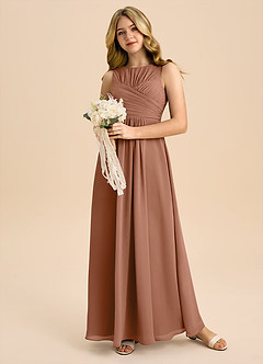Azazie Skyla Junior A-Linie Plissee Chiffon Kleid Bronzer image5