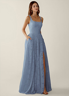 Megan Powder Blue Lace A-line Prom Dress image4