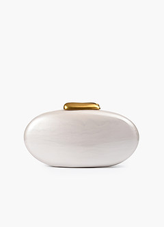 front Pearlescent Round Acrylic Clutch
