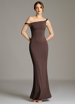 Azazie Shantal Bridesmaid Dresses Ganache Mermaid Off the Shoulder Premium Stretch Jersey Dress image3