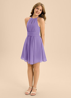 Azazie Bonnie Junior Tahiti A-Line Pleated Chiffon Dress image4