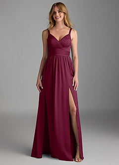 Azazie Chanel Bridesmaid Dresses Mulberry A-Line Pleated Stretch Satin Dress image5
