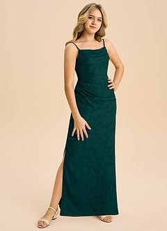 Azazie Mai Junior Etui Plissee Blumen-Burnout Kleid Kiefer image4