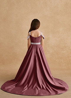 Azazie Jodi Flower Girl Dresses Desert Rose A-Line Matte Satin Dress image2