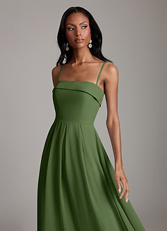 Azazie Lucienne Bridesmaid Dresses Olive A-Line Strapless Chiffon Convertible Dress image3