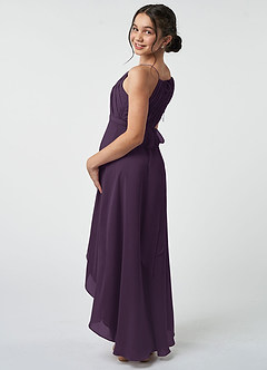 Azazie Oaklynn Junior Robe Trapèze en Mousseline de soie Plissée Prune image5