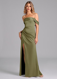 Azazie Lisbeth Bridesmaid Dresses Pistachio Mermaid Off the Shoulder Stretch Satin Convertible Dress image1
