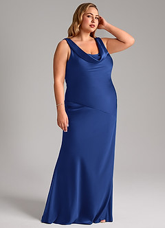 Azazie Rylina Bridesmaid Dresses Royal Blue Mermaid Stretch Satin Dress image10