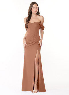 Azazie Lynnie Vestidos de damas de honor Vestido de Bronceador de Gasa de Corte Sirena Convertible con Vestidos sin tirantes image1