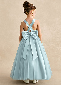 Azazie Peanut Flower Girl Dresses Mist A-Line Strap Tulle Dress image1