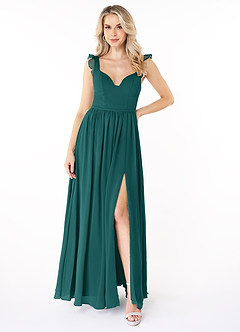 Azazie Stassie Bridesmaid Dresses Peacock A-Line Sweetheart Ruched Chiffon Dress image1