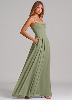 Azazie Elle Bridesmaid Dresses Pistachio A-Line Pleated Chiffon Dress image5