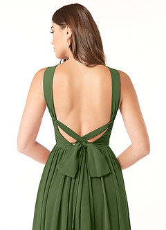 Azazie Dionne Bridesmaid Dresses Olive A-Line Corset Chiffon Dress image3