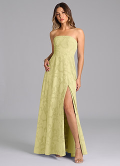 Azazie Wren Bridesmaid Dresses Lemon Sorbet A-Line Strapless Floral Burnout Dress image3