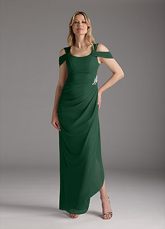 Azazie Weitzman Mother of the Bride Dresses Dark Green Sheath Sequins Mesh Dress image4