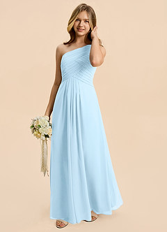 Azazie Emmie Junior Sky Blue A-Line Pleated Chiffon Dress image5