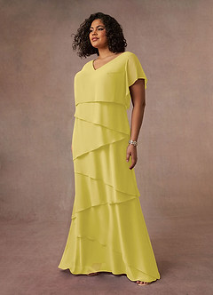 Azazie OHara Mother of the Bride Dresses Canary A-Line V-Neck Chiffon Dress image13