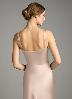 Azazie Alouette Bridesmaid Dresses English Rose Mermaid Pleated Stretch Satin Dress image4