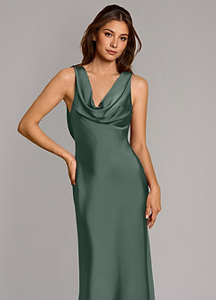Azazie Cheryl Bridesmaid Dresses Sea Moss Mermaid Stretch Satin Dress image6