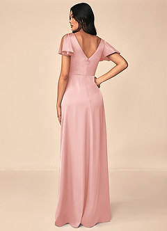 Azazie Soren Brautjungfernkleider A-Linie Plissee Stretch-Satin Kleid Puderrosa image2