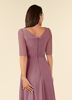 Azazie Naomi Mother of the Bride Dresses Vintage Mauve A-Line Boatneck Pleated Chiffon Dress image6