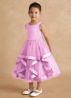 Azazie Posy Flower Girl Dresses Candy Pink A-Line Beaded Tulle Dress image3