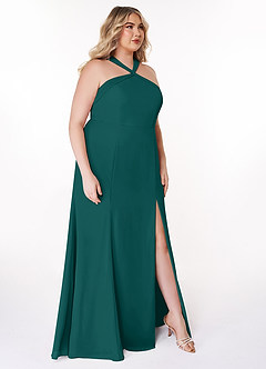 Azazie Rue Robes de demoiselle d'honneur Robe Trapèze en Mousseline de soie Dos nu Paon image10