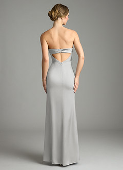 Azazie Leonis Bridesmaid Dresses Silver Mermaid Pleated Stretch Satin Convertible Dress image2