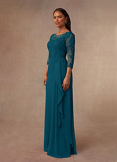 Azazie Calanthe Abiti per la Madre della Sposa Abito A-Line in Chiffon con Scollo a U Blu Inchiostro image2