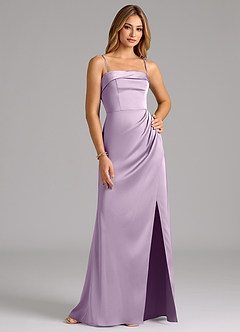 Azazie Aretha Bridesmaid Dresses Frosted Lilac A-Line Strapless Stretch Satin Convertible Dress image6
