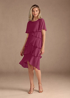 Azazie Rita Mother of the Bride Dresses Mulberry A-Line Scoop Beaded Chiffon Dress image1