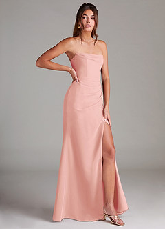 Azazie Leonis Vestidos de madrinha de casamento Vestir Roseta de Chiffon de Bainha com Sem alças image8